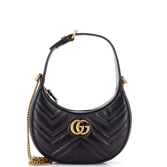 Gucci Mini GG Marmont Half Moon Hobo Matelasse Leather - Picture 1 of 5